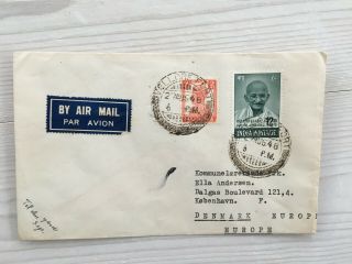 1948 Cover With Gandhi Stamp From Vellore Fort To Copenhagen,  Denmark