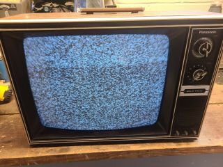 Vintage 1975 Panasonic Solid State Tv Tr - 619 Woodgrain Rabbit Ears Vhf Uhf