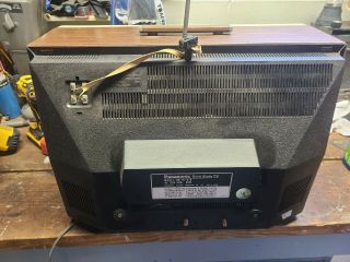 Vintage 1975 Panasonic Solid State TV tr - 619 Woodgrain Rabbit Ears VHF UHF 6