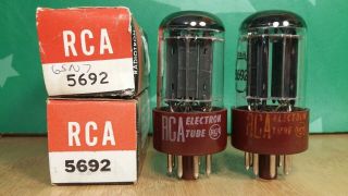 Closely Matched Pair Rca 5692 Nos Nib Special Red Black Plt 1966/67 Vacuum Tubes