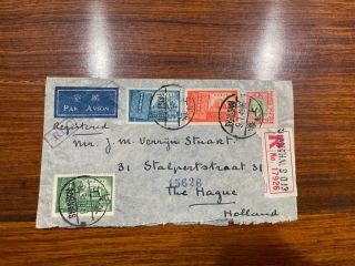 1948 China Roc Shanghai To Holland Registered Airmail Cover