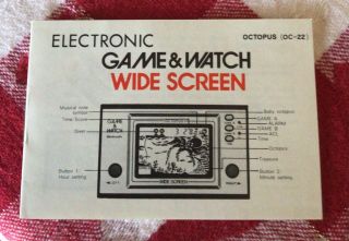 Ninetendo Game & Watch Wide Screen Instruction Booklet Octopus (oc - 22)