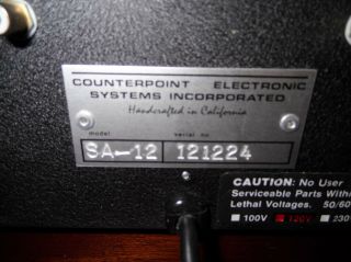 Counterpoint SA - 12 Hybrid Tube - MOSFET Stereo Power Amplifier 4