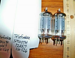 2 Strong Matched TELEFUNKEN Long SMOOTH Plate O Getter 12AX7 / ECC83 Tubes 3