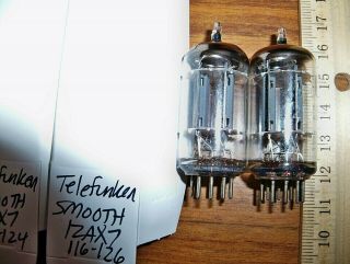 2 Strong Matched TELEFUNKEN Long SMOOTH Plate O Getter 12AX7 / ECC83 Tubes 4