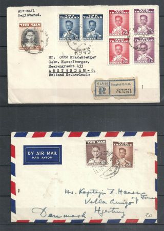 Siam/ Thailand.  2 Letters One Rec Send To Nederland,  Denmark
