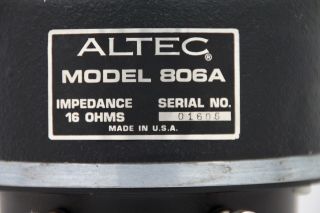 (A) Vintage ALTEC Lansing 806A HORN Tweeter DRIVER 30W 16Ω USA - GREAT 3