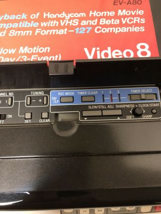 SONY EV - A80 Video 8 Cassette Recorder Deck VCR Video w/ Remote 5