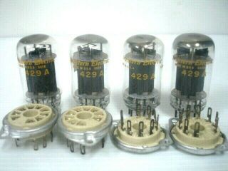 Quad Of Western Electric We429a Pentode Vacuum Tube And 9 Pin Tube Sockets @5