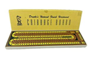 Vintage Drueke Cribbage Board 2050 W/ Box - 12 "