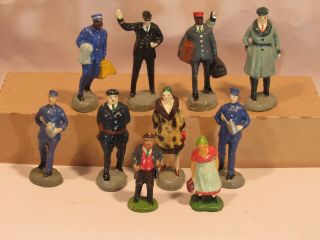 10 1940s Composition Railroad Figures Made In Japan 3 - 1/4 " Tall Shape