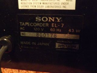 Sony EL - 7 Elcaset Deck PLEASE READ 5