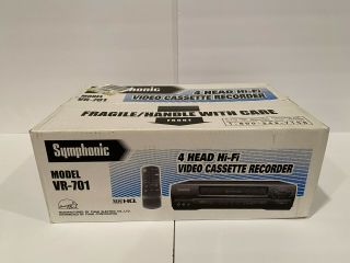 Symphonic Vr - 701 Vhs Player 4 Head Hi Fi Stereo Vcr Video Cassette Recorder -