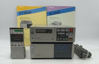 Sony Sl - 2000 Betamax Player Recorder & Sony Tuner Timer Unit Tt - 2000 W/ Remote
