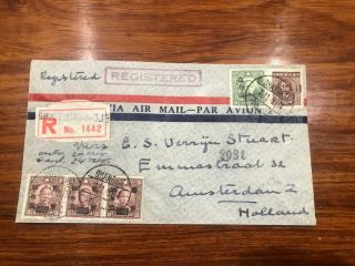1946 China Roc Shanghai To Holland Registered Airmail Cover