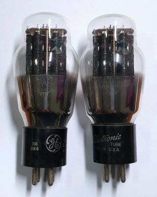 Two General Electric 2a3 Black Plates Vacuum Tubes With Old Ge Tube Boxes