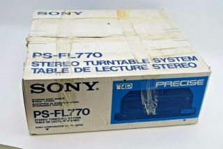 Vintage Sony Ps - Fl770 Front Loading Stereo Turntable With Orig Box 1985 - 86