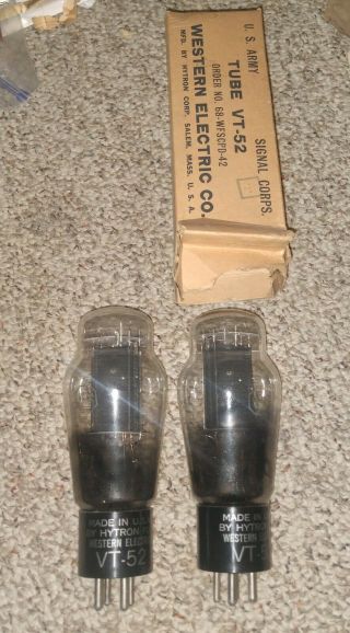 Matched Pair Rare Nos Vt - 52 Jan Western Electric / Hytron 45 Special Tubes 3