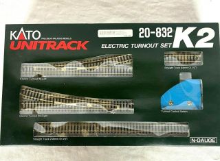 Kato Unitrack Electric Turnout Set K2 20 - 832 N - Gauge Scale Train Tracks