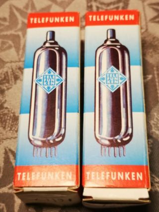 NOS NIB 1968 ' s Telefunken E88CC 6922 / CCa gold pin Matched Pair tubes.  Ulm II 2