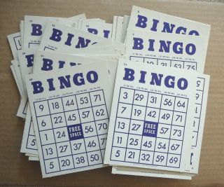 Bingo 1957 Whitman - Set Of 60 Dark Blue On White Bingo Cards - Crafts - Vg