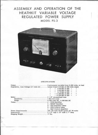 Heath Ps - 3 Vintage High Voltage Power Supply