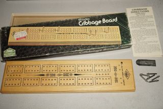Vintage 1974 E.  S.  Lowe Milton Bradley Wooden Cribbage Board 1503