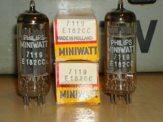 2 Philips Miniwatt 7119/e182cc Nos/nib Matched/balanced Tubes Holland