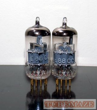 Rare Matched Pair Siemens Nos E88cc/6922/6dj8/ecc88 Tubes O - Getter Gold Pins