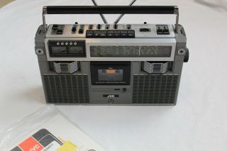 Vintage Jvc Stereo Radio Cassette Recorder Rd - 727jw/c Boombox Paperwork 1980