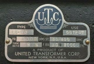 Vintage Utc Ls - 50 Single Plate To Line Output Transformer Tube Preamplifier Rare