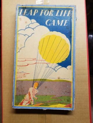 Leap For Life Milton Bradley 1930s Board Game Skydiving Parachute Antique Toy