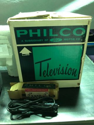 Vintage Philco Portable Tv With Box And Receipt Dated 1968 -