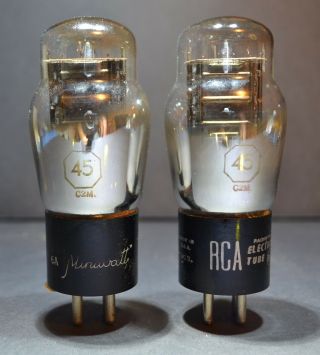 Rca Type 45 Tube Matched Pair - Fantastic Testing On Tv - 7
