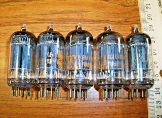 5 Strong Matched Rca Long Gray Plate Angled D Getter 12ax7 / Ecc83 Tubes