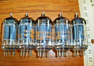 5 Strong Matched RCA Long Gray Plate Angled D Getter 12AX7 / ECC83 Tubes 2