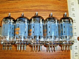 5 Strong Matched RCA Long Gray Plate Angled D Getter 12AX7 / ECC83 Tubes 3