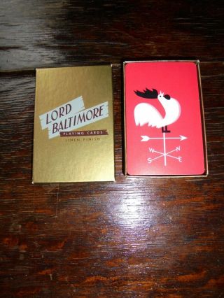 Vintage Lord Baltimore Linen Finish Rooster Weather Vane Playing Cards