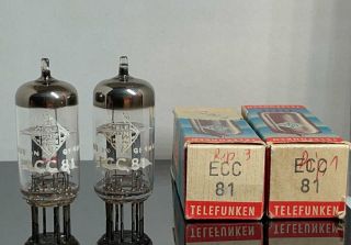 2 Nos Tubes Ecc81 12at7 Telefunken Diamond Matched Dc 1961 (11 - 35)
