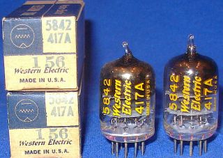 Nos Nib Matched Pair Western Electric 417a / 5842 Vacuum Tubes Same 1955 Date