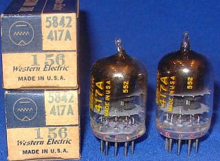 NOS NIB Matched Pair Western Electric 417A / 5842 Vacuum Tubes Same 1955 Date 2