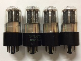 Matched Quad Sylvania 6sn7gt Tubes Black Plate Nos - Testing 6sn7 Tall Bottle Four