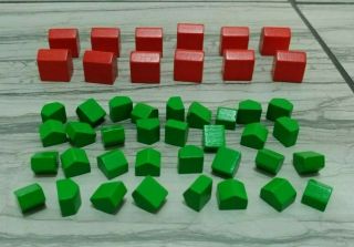 1985 Monopoly Deluxe Anniversary Edition Wooden Houses Hotels Replacement Parts