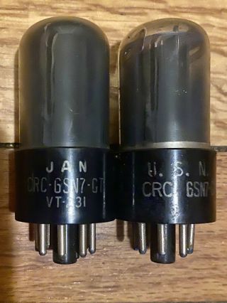 Rca Usn & Jan - Crc - 6sn7gt Smoked Glass Preamp Triode Tubes Vt - 231 Strong