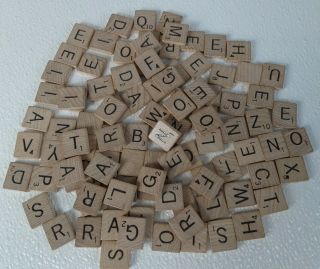 Scrabble 1989 Replacement 100 Letter Wood Tiles Crossword Game Crafts Vintage