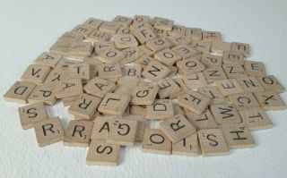 Scrabble 1989 Replacement 100 Letter Wood Tiles Crossword Game Crafts Vintage 2