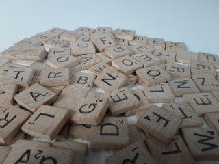 Scrabble 1989 Replacement 100 Letter Wood Tiles Crossword Game Crafts Vintage 3