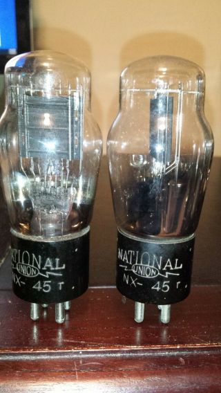 Test Nos True Matched Pair Engraved Base 45 National Union St (245 345) Tube Tv7