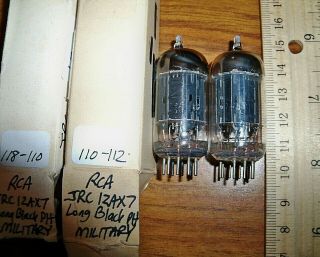2 Strong Matched Rca Long Black Plate Angled D Getter Jrc 12ax7 / Ecc83 Tubes