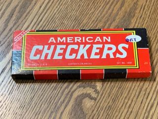 Vintage Halsam " American Checkers " Made In Usa Wood / Wooden Checkers